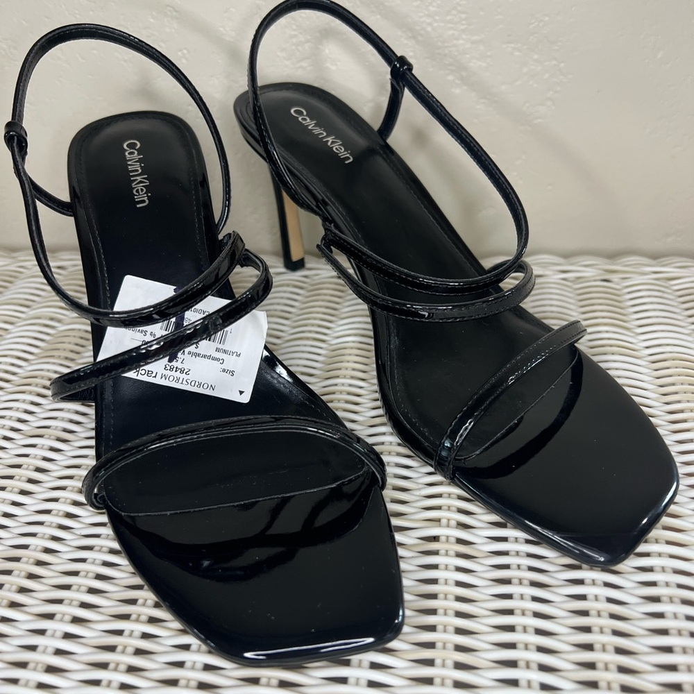 Calvin Klein Black Patent Hadlee Sandal